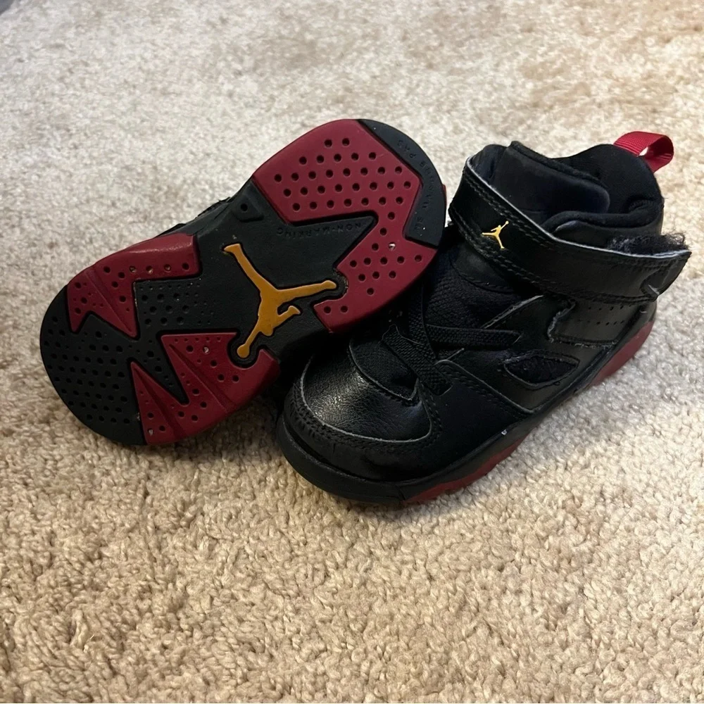 NIKE JORDAN FLIGHT CLUB 91 555330-067 SHOES SIZE 7C TODDLER BLACK RED SNEAKERS